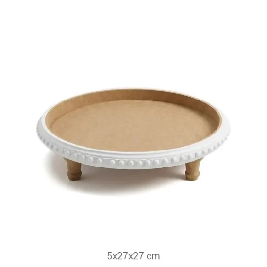 EG53 Ayaklı Yuvarlak Sunumluk (Küçük) Ahşap Boyanabilir Obje