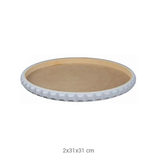 EG55 Yuvarlak Çıtalı Tepsi (Büyük) Ahşap Boyanabilir Obje