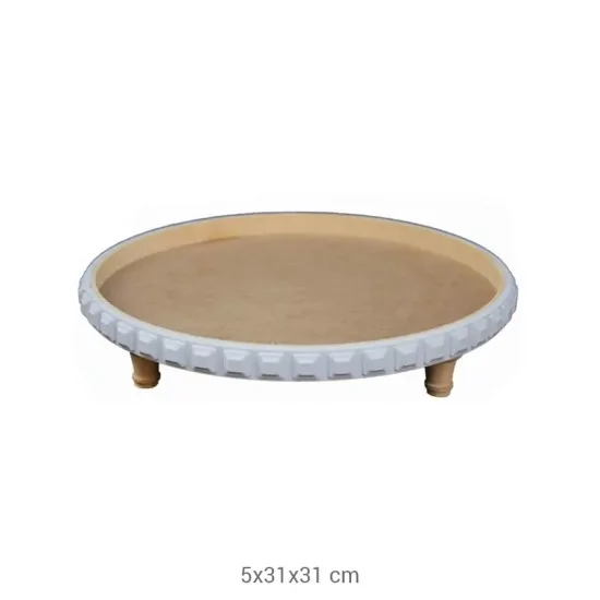 EG59 Ayaklı Yuvarlak Sunumluk (Büyük) Ahşap Boyanabilir Obje