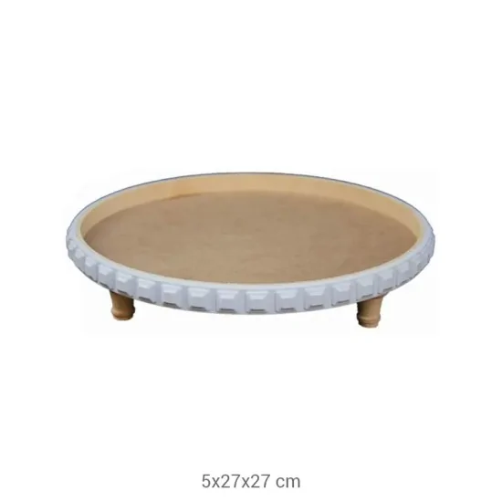 EG61 Ayaklı Yuvarlak Sunumluk (Küçük) Ahşap Boyanabilir Obje