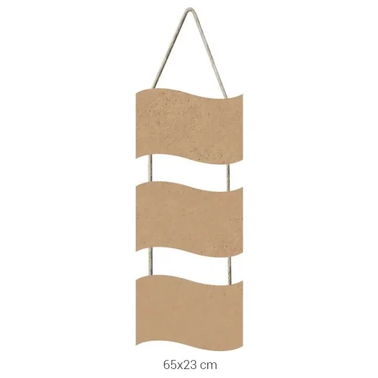 F725 3'lü İpli Dalgalı Pano Ahşap Boyanabilir Obje