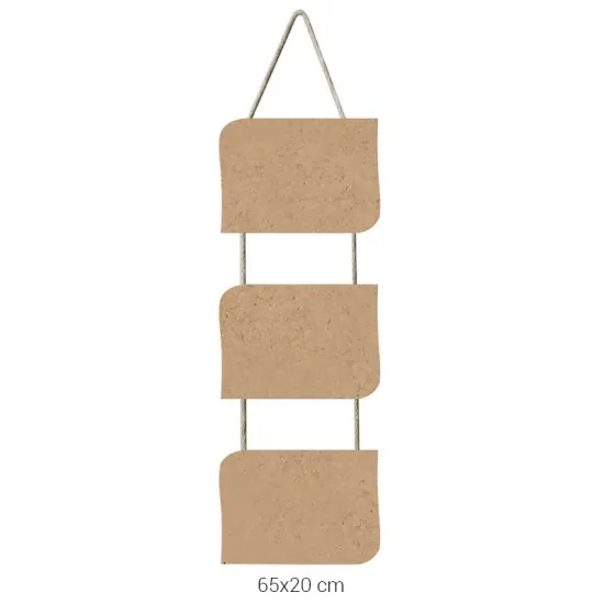 F726 3'lü İpli Kare Pano Ahşap Boyanabilir Obje