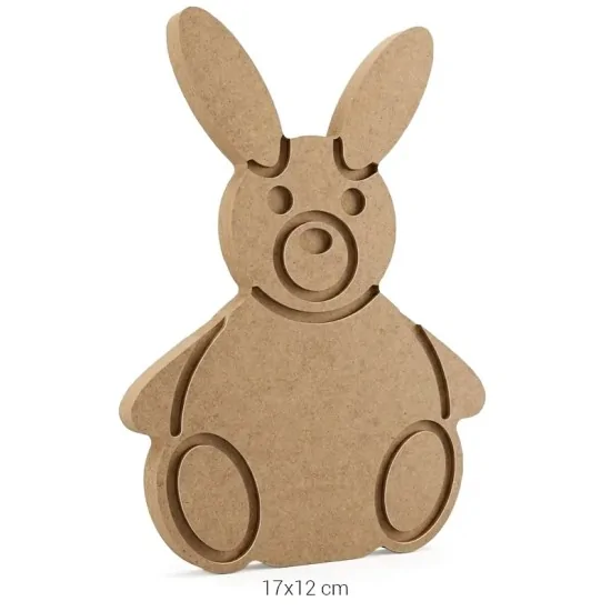 H063 Oturan Tavşan Ahşap Boyanabilir Obje