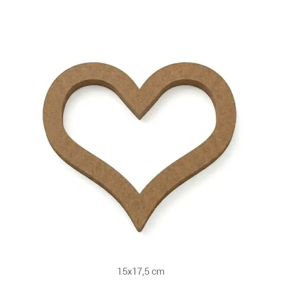 H46 18 mm İçi Boş Kalp Ahşap Boyanabilir Obje