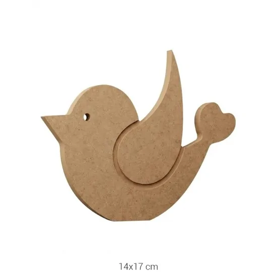H58 18 mm Kuş Ahşap Boyanabilir Obje