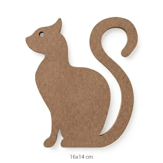 H66 18 mm Kedi Ahşap Boyanabilir Obje