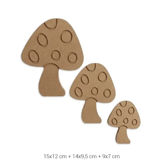 H76 18 mm 3'lü Mantar Set Ahşap Boyanabilir Obje