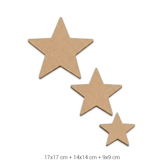 H81 18 mm 3'lü Yıldız Takım Ahşap Boyanabilir Obje