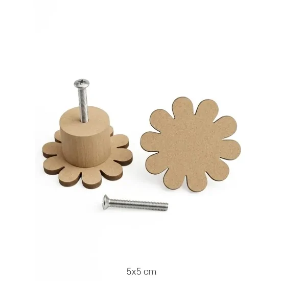 KLP14 Papatya Tekli Kulp Ahşap Boyanabilir Obje