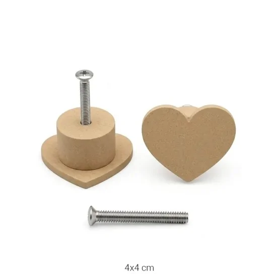 KLP18 Kalp Tekli Kulp Ahşap Boyanabilir Obje