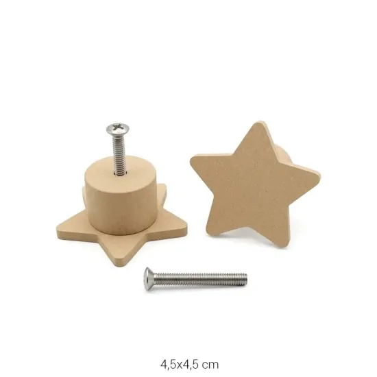 KLP26 Yıldız Tekli Kulp Ahşap Boyanabilir Obje