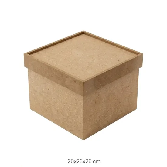 KU213 Büyük Kare Saklama Kabı Ahşap Boyanabilir Obje