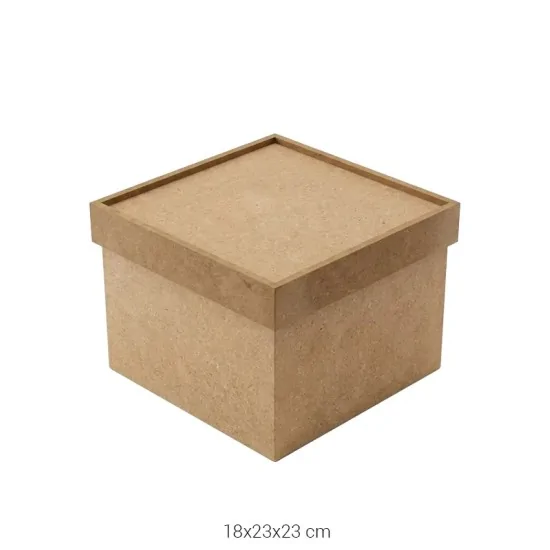 KU214 Orta Boy Kare Saklama Kabı Ahşap Boyanabilir Obje