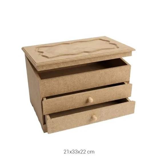 KU228 2 Çekmeceli ve Üstten Açılır Ahşap Kutu