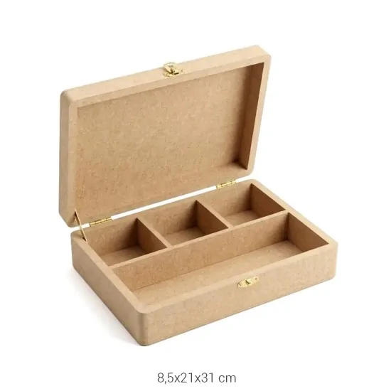 KU242 4 Bölmeli Dikiş Kutu Ahşap Boyanabilir Obje