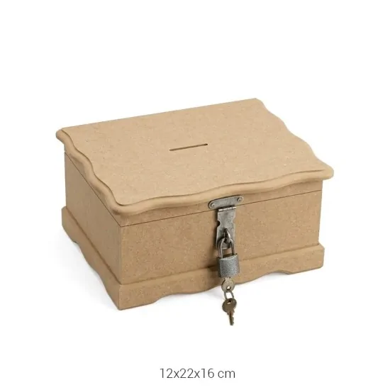 KU290 Kilitli Kumbara Ahşap Boyanabilir Obje