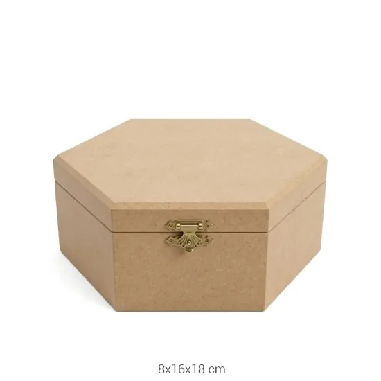 KU351 Küçük Altıgen Kutu Ahşap Boyanabilir Obje