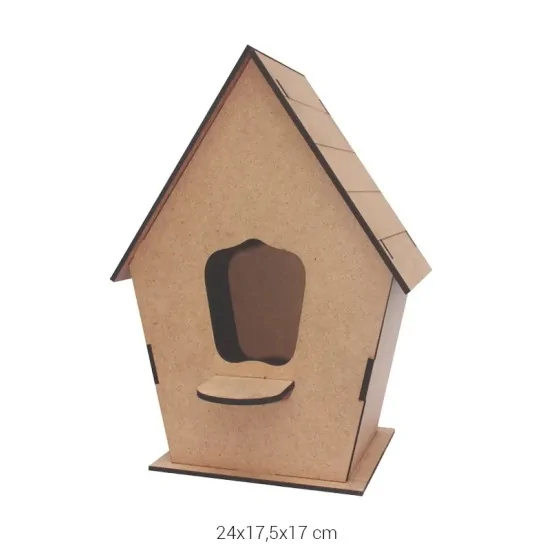 L317 Demonte Orta Boy Kuş Evi Ahşap Boyanabilir Obje