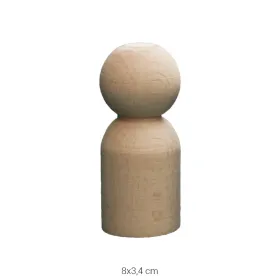 PD08 Peg Doll (8 cm) Ahşap Boyanabilir Obje