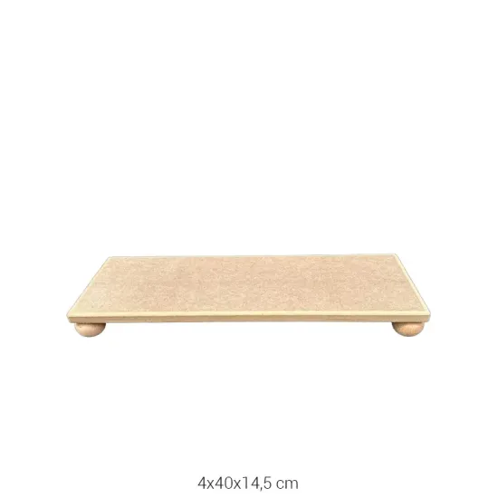 SN31 Uzun Dikdörtgen Top Ayaklı Sunumluk Ahşap Boyanabilir Obje