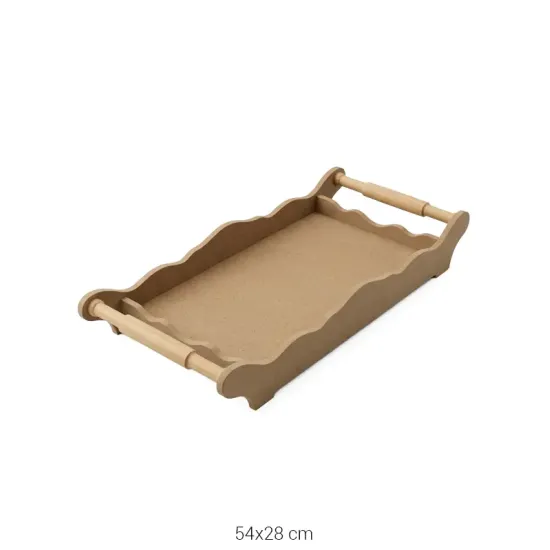 T682 Torna Saplı Tepsi Ahşap Boyanabilir Obje