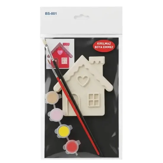 BS001 Kalpli Ev Mini Akrilik Boyama Seti - Çocuklar için Boyama Seti