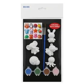 BS005 Minik Peluşlar Mini Akrilik Boyama Seti - Çocuklar için Boyama Seti