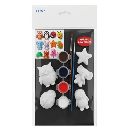 BS007 Tatlı Hayvanlar Mini Akrilik Boyama Seti - Çocuklar için Boyama Seti