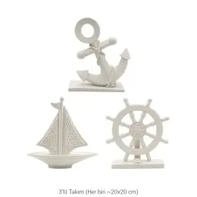Violette Ham Polyester 3'lü Denizci Temalı Obje Seti No:VHP300 (20x20 cm)