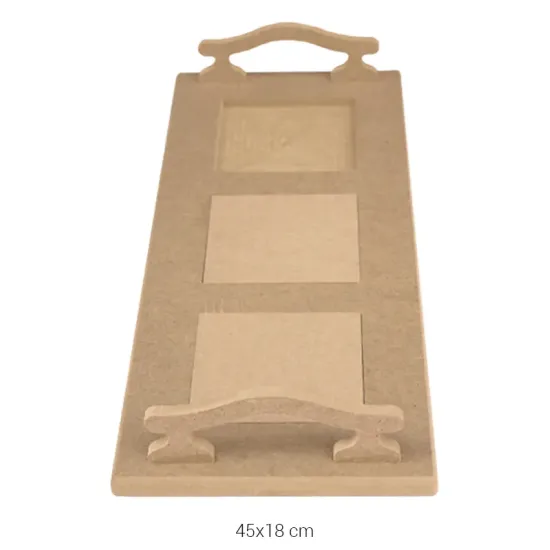 T780 3'lü Düz Karolu Tepsi Ahşap Boyanabilir Obje