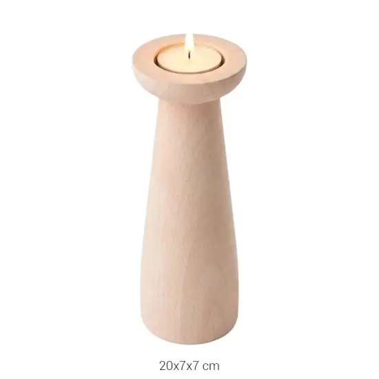 ŞA35 Ahşap Konik Şamdan Boyanabilir Obje 20 cm