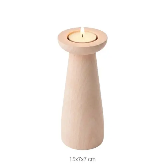 ŞA36 Ahşap Konik Şamdan Boyanabilir Obje 15 cm