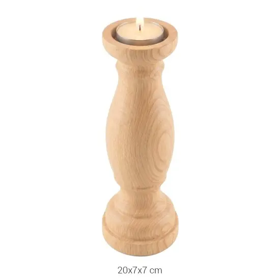 ŞA37 Şamdan (20 cm) Ahşap Boyanabilir Obje