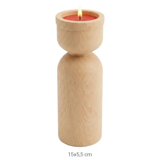 ŞA57 Şamdan (15 cm) Ahşap Boyanabilir Obje