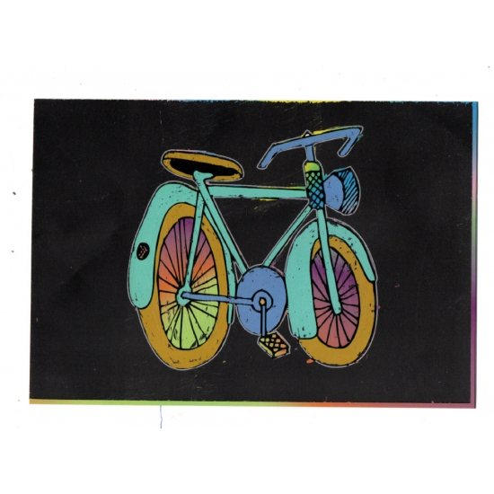 Bisiklet Resimli Renkli Kazıma Kartonu