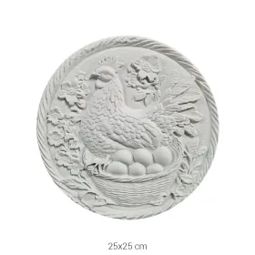 P480 Yana Tavuklu Yuvarlak Duvar Panosu Ham Polyester Obje