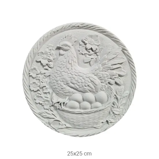 P480 Yana Tavuklu Yuvarlak Duvar Panosu Ham Polyester Obje