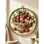 P481 Yana Çilek Sepeti Yuvarlak Duvar Panosu Ham Polyester Obje