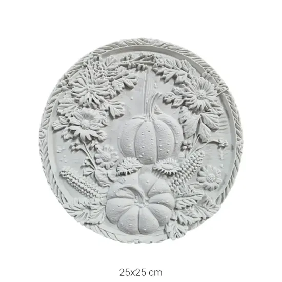 P482 Yana Bal Kabağı Yuvarlak Duvar Panosu Ham Polyester Obje