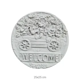 P483 Yana Çiçek Arabası Yuvarlak Duvar Panosu Ham Polyester Obje