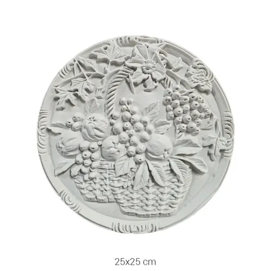 P485 Yana Meyve Sepeti Yuvarlak Duvar Panosu Ham Polyester Obje