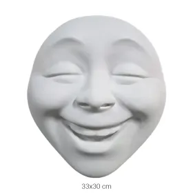 P489 Yana Gözü Kapalı Gülen Yüz Mask Duvar Dekoru Ham Polyester Obje