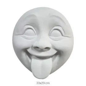 P492 Yana Dil Çıkaran Yüz Mask Duvar Dekoru Ham Polyester Obje