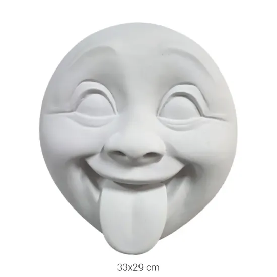 P492 Yana Dil Çıkaran Yüz Mask Duvar Dekoru Ham Polyester Obje