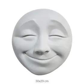 P493 Yana Gözü Kapalı Mutlu Yüz Mask Duvar Dekoru Ham Polyester Obje