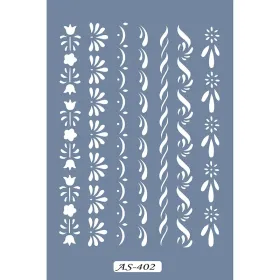 AS402 Çiçek Bordür Model A4 Stencil
