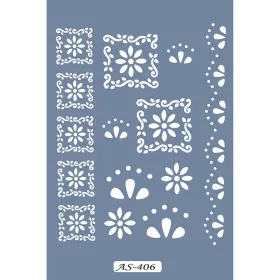 AS406 Çiçek Bordür Model A4 Stencil