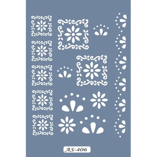 AS406 Çiçek Bordür Model A4 Stencil