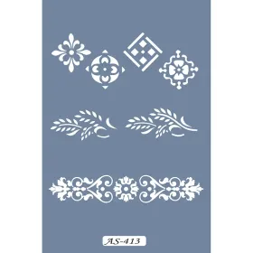 AS413 Çiçek Bordür Model A4 Stencil