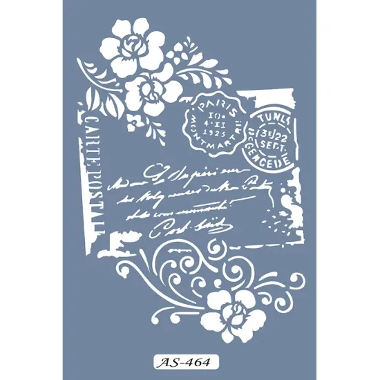 AS464 Çiçekli Zarf Model A4 Stencil